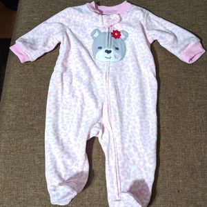 Infant girls one piece footed pajamas with zip up front